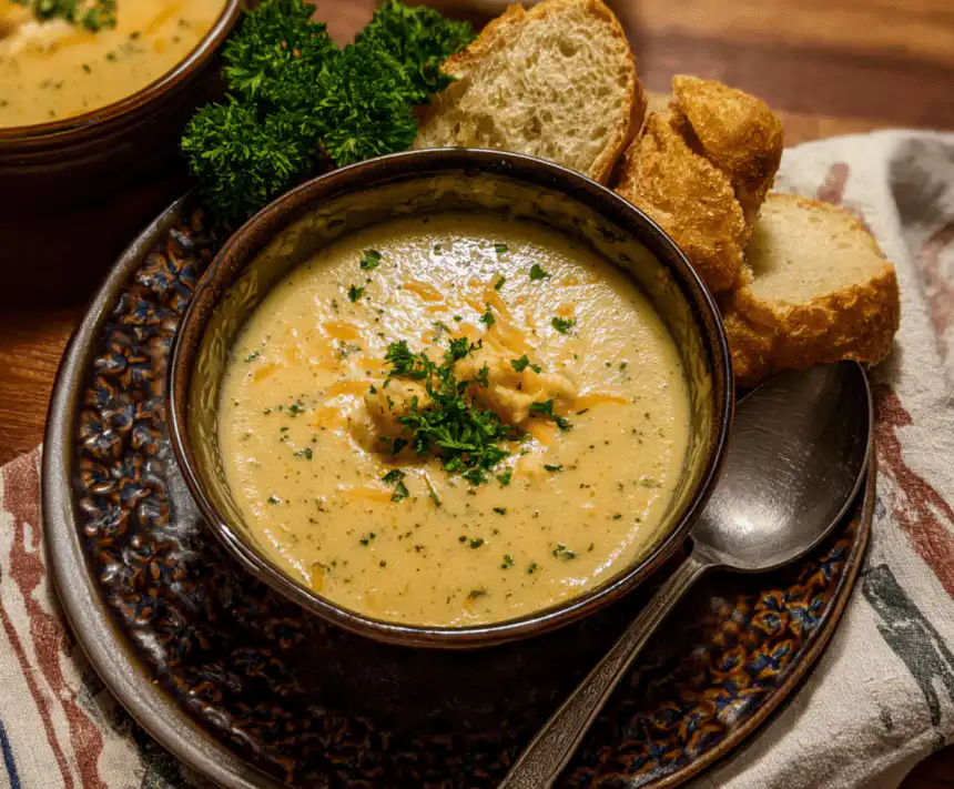 Hearty Cheddar Garlic Herb Potato Soup
