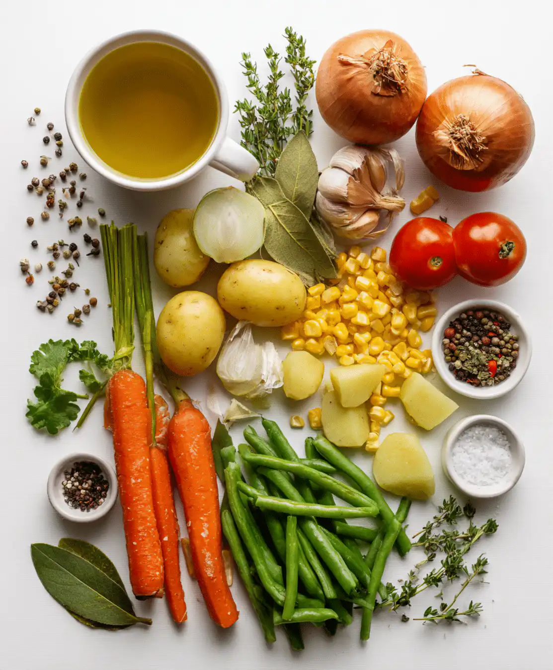 Homemade vegetable soup ingredients