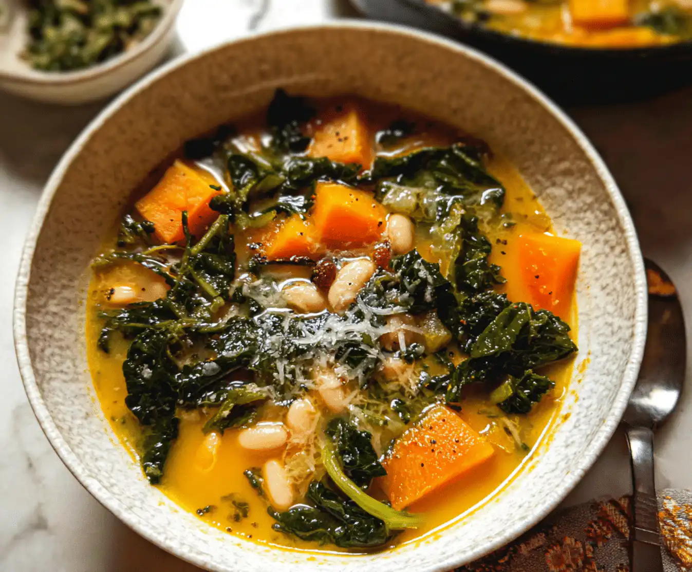Butternut Squash Kale and White Bean Soup