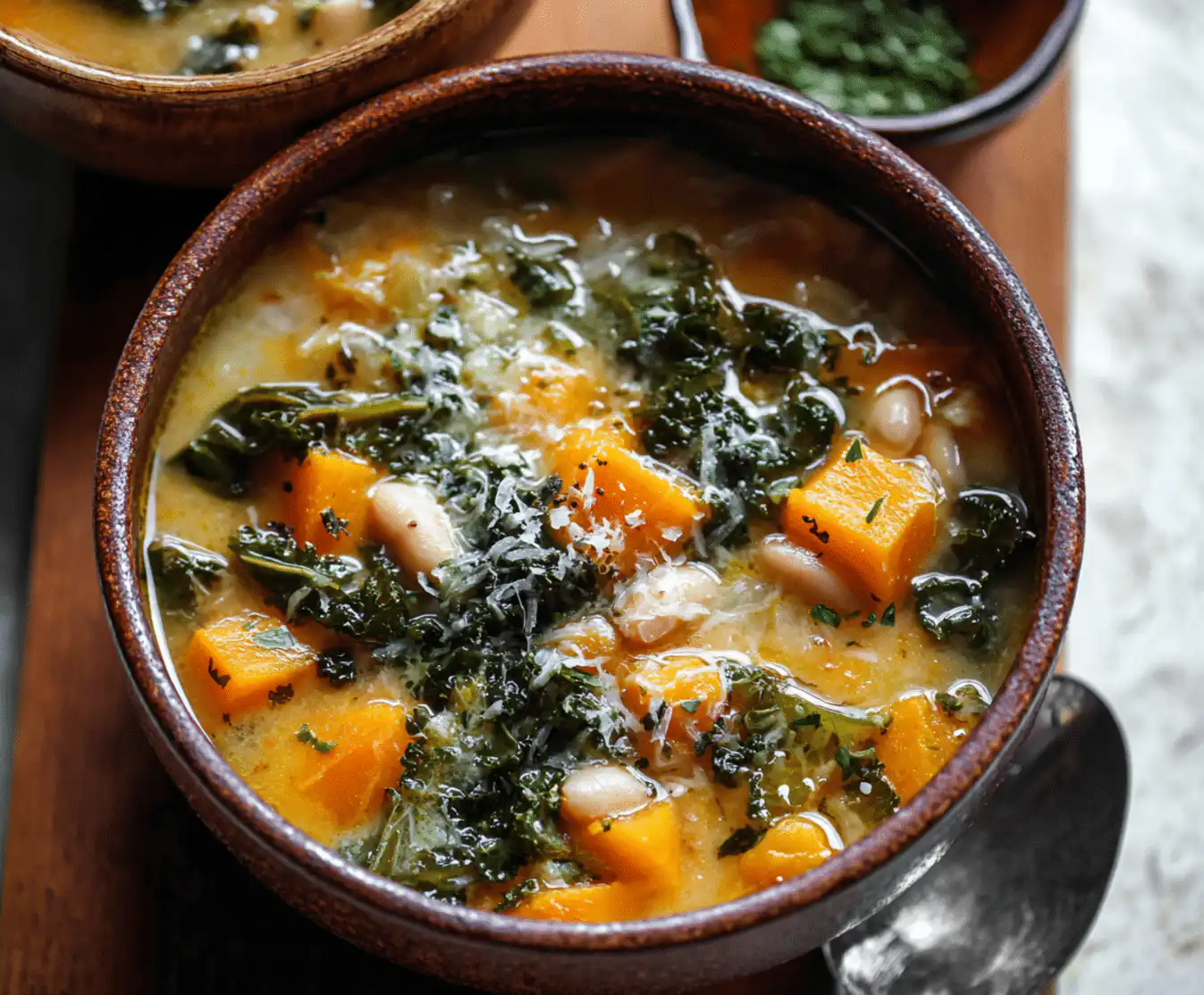 butternut squash kale white bean soup
