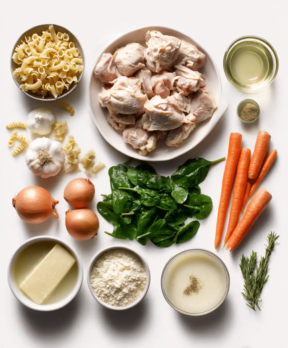 Creamy poultry pasta soup ingredients