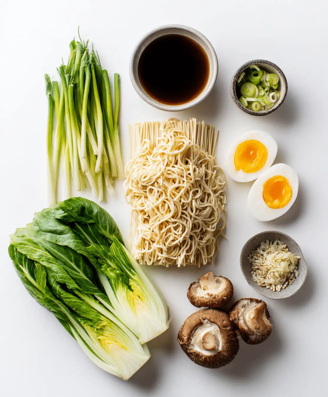 Homemade ramen ingredients
