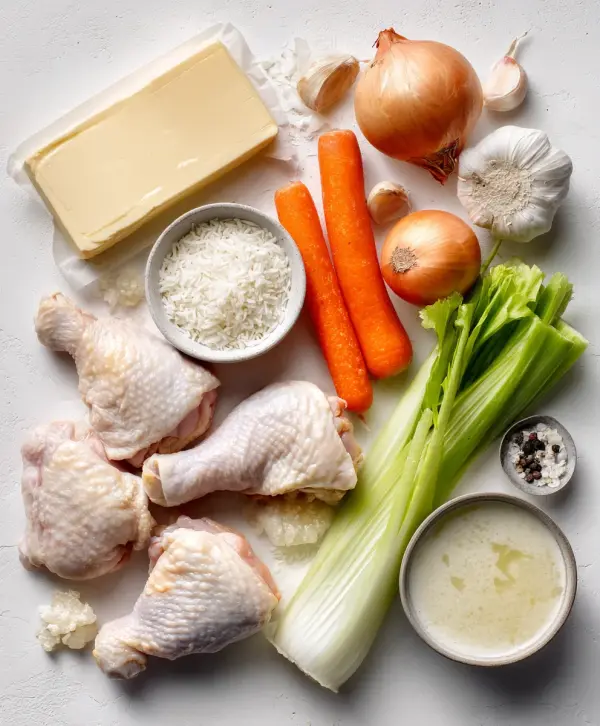 creamy chicken noodle soup with rice ingredients