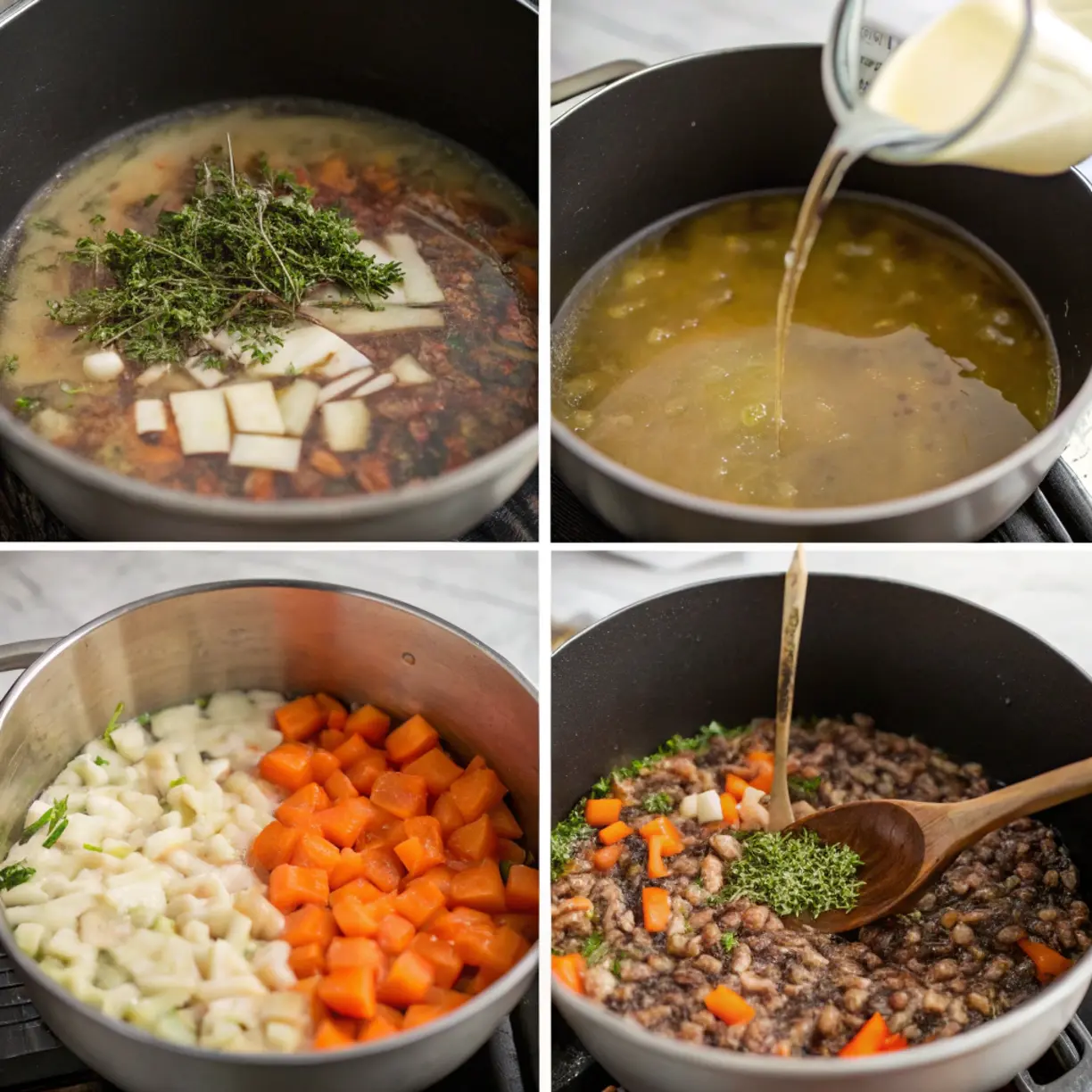 Wild rice soup cooking process