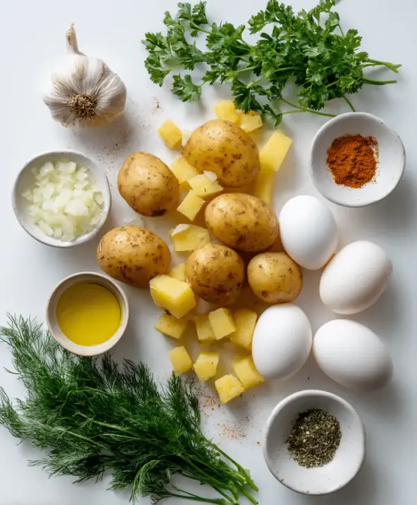 Potato omelette ingredients