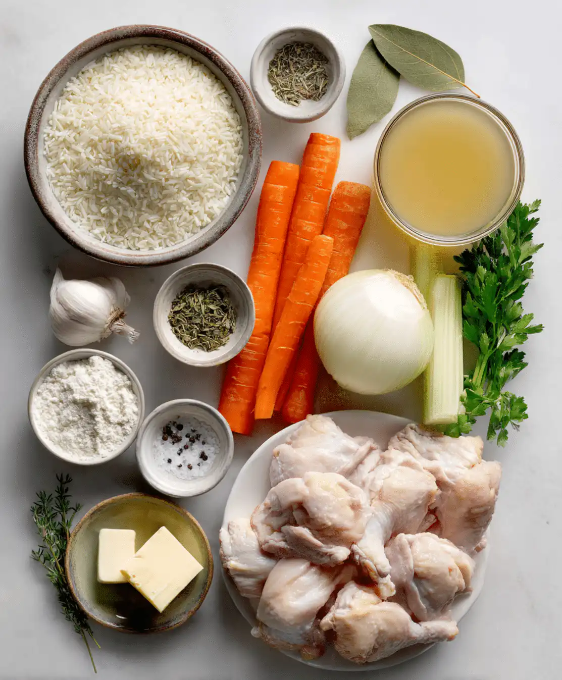Creamy chicken and rice soup ingredients