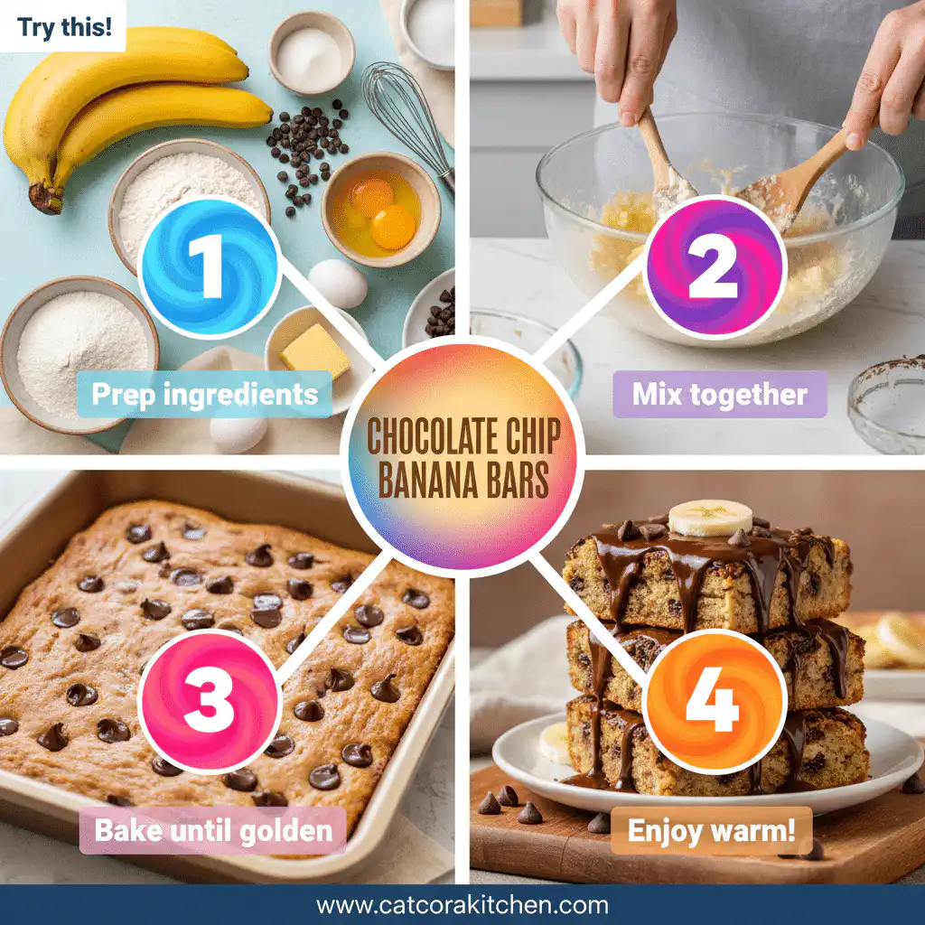 card recipe ingredients and instructions Chocolate Chip Banana Bars