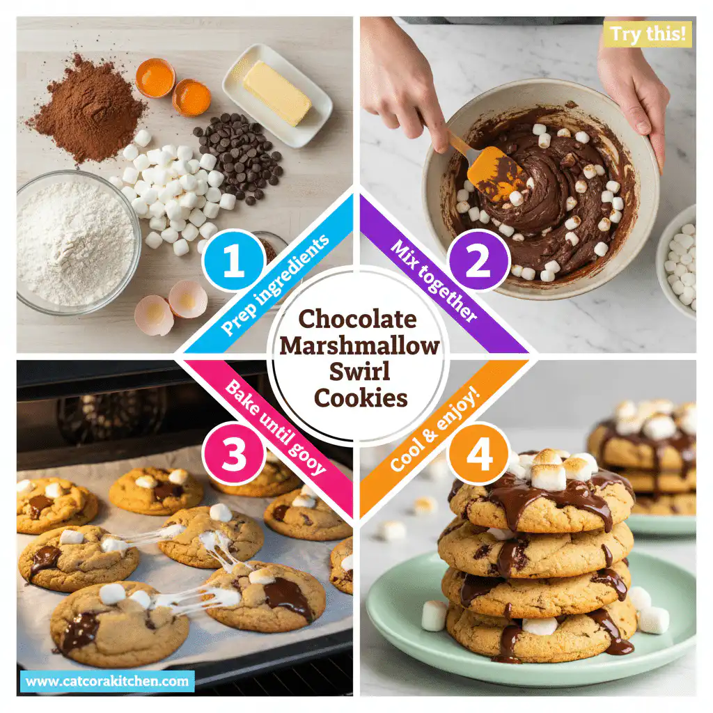 card recipe ingredients and instructions Chocolate Marshmallow Swirl Cookies
