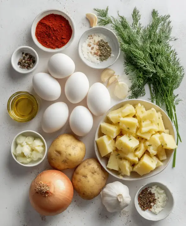 Potato omelette ingredients