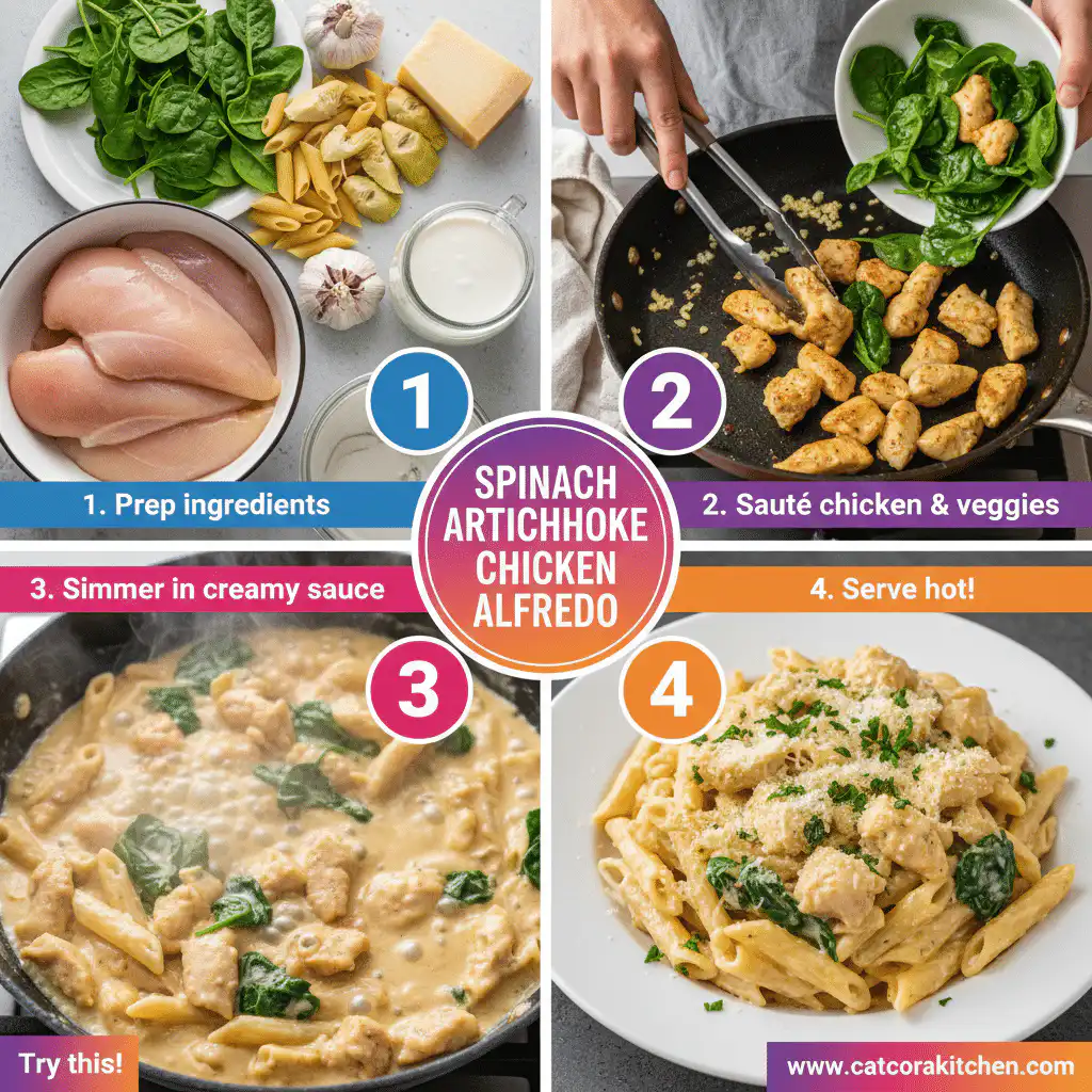 card recipe ingredients and instructions spinach artichoke chicken alfredo