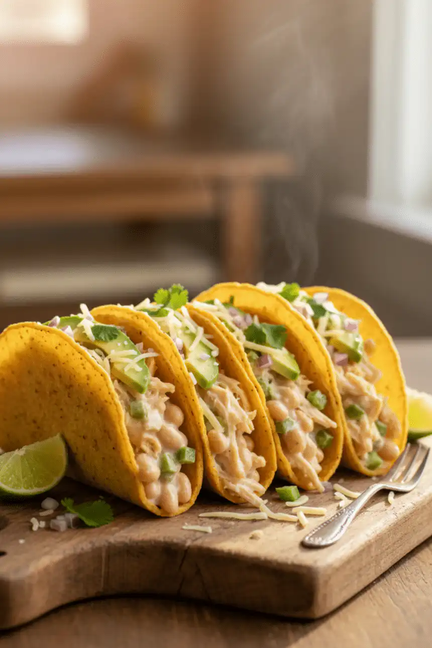 white chicken chili tacos