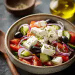 Greek salad with homemade dressing
