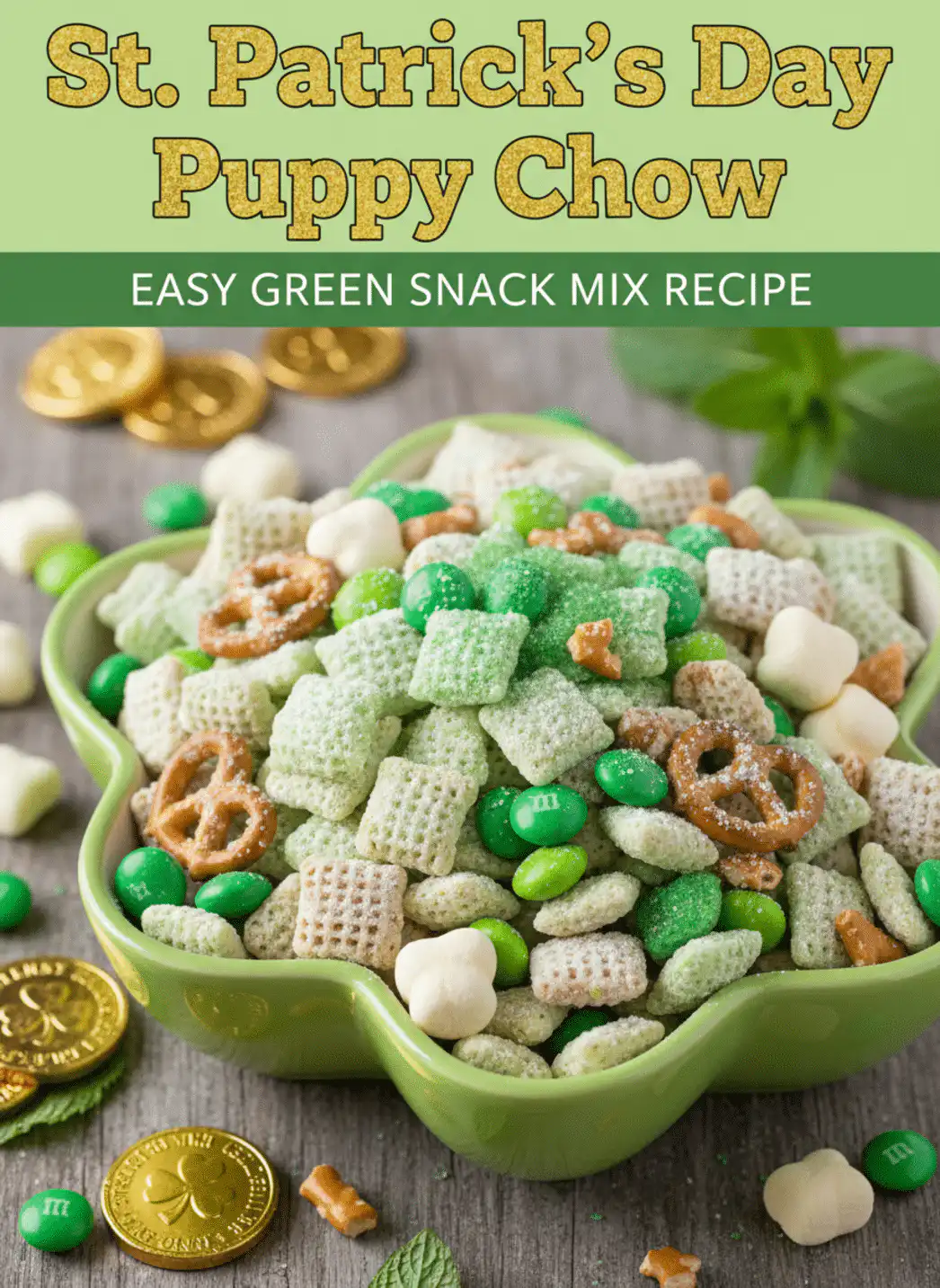 St Patrick's Day puppy chow green snack mix