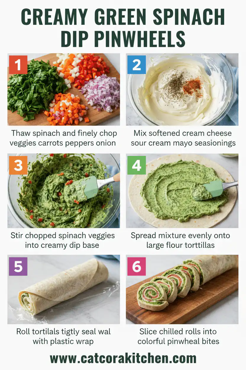 Green spinach dip pinwheels How to Make