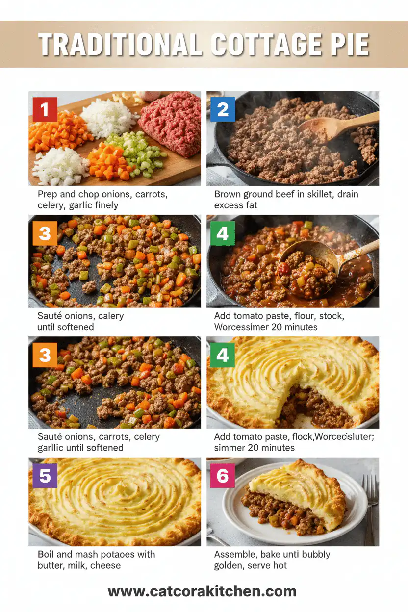 Traditional cottage pie with ground beef How to Make 