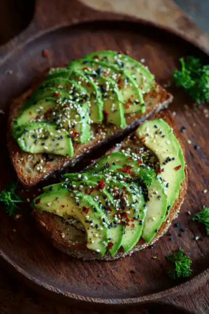 avocado toast with everything bagel seasoning