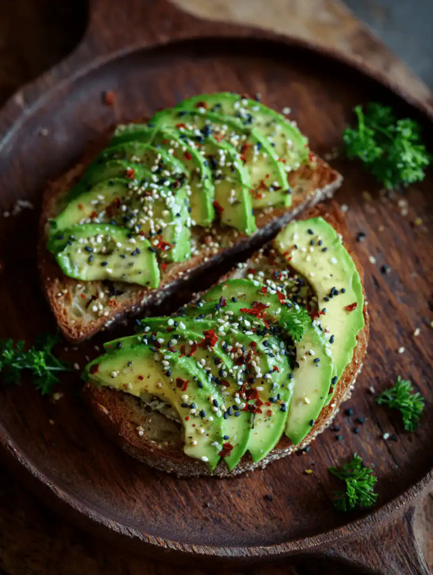 avocado toast with everything bagel seasoning