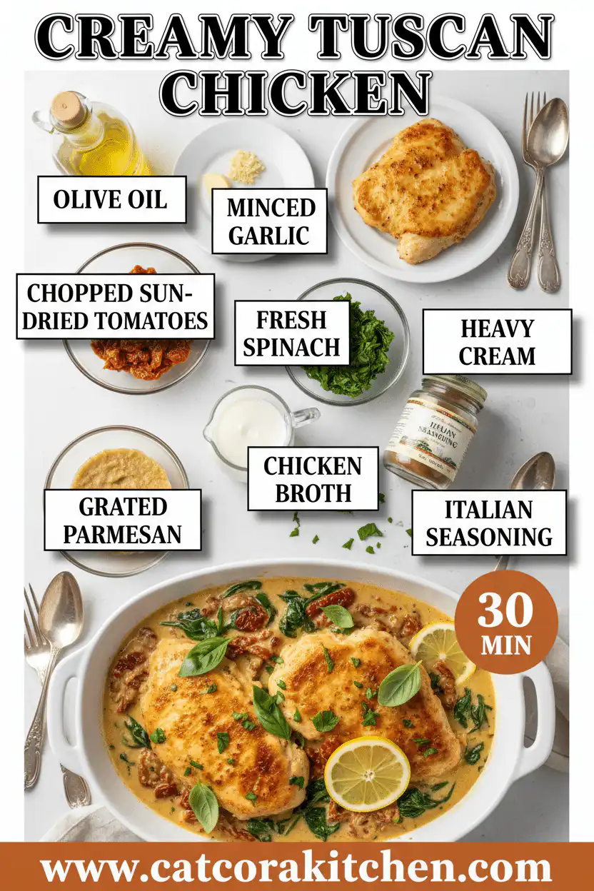 Creamy Tuscan chicken ingredients