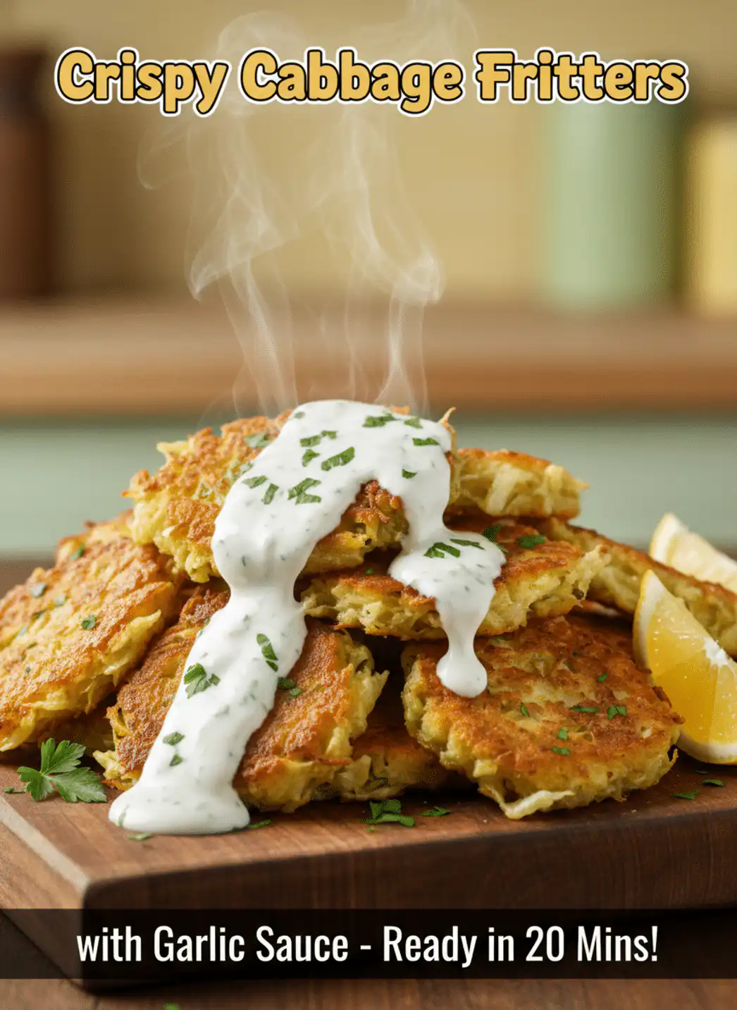 Crispy Cabbage Fritters with Garlic Sauce