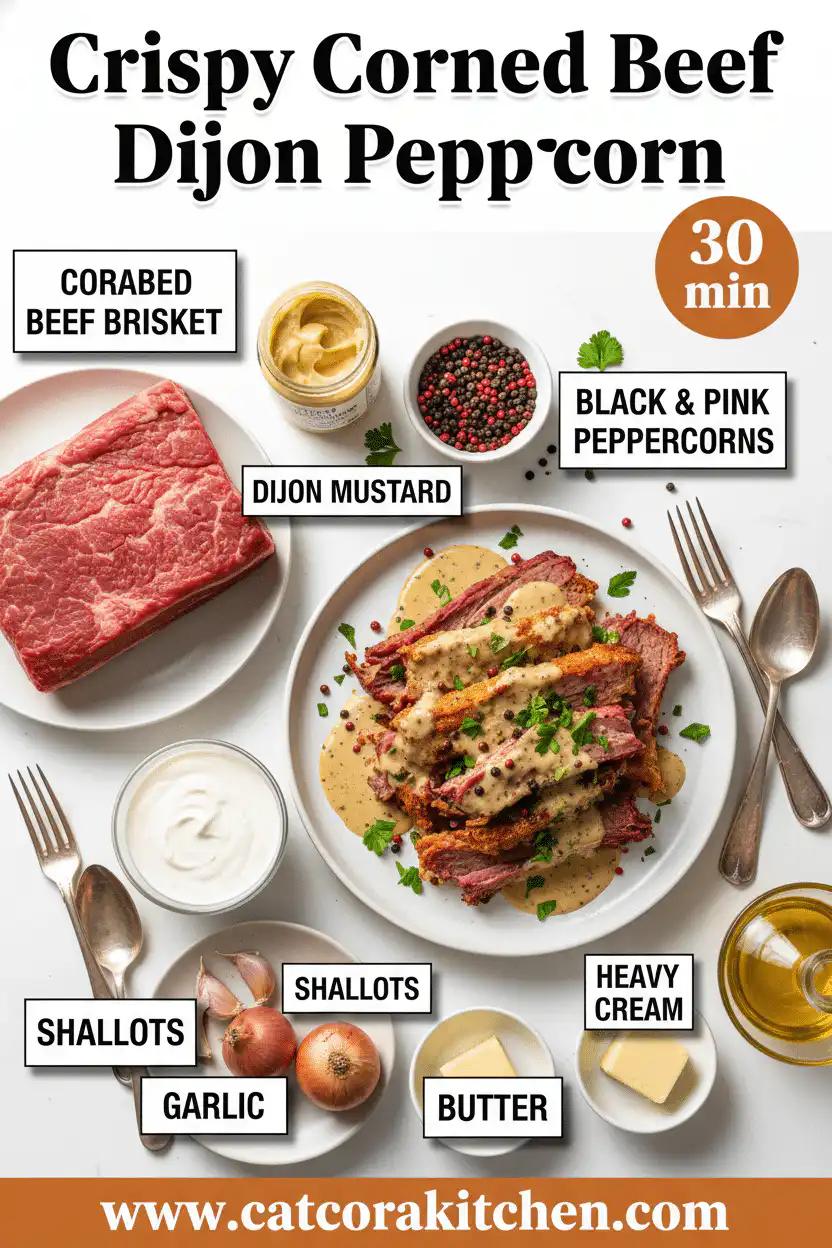 Crispy Corned Beef with Dijon Peppercorn Crust ingredients