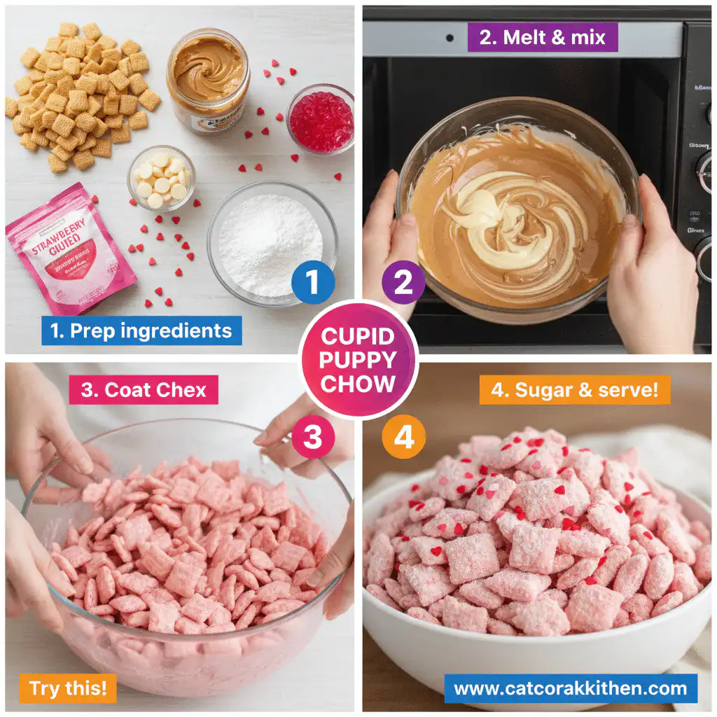 card recipe ingredients and instructions cupid puppy chow