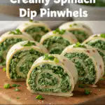 green spinach dip pinwheels