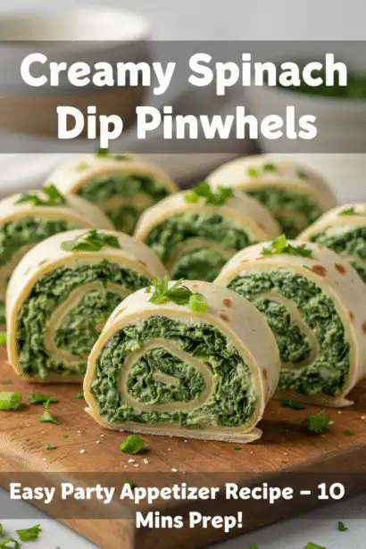 green spinach dip pinwheels
