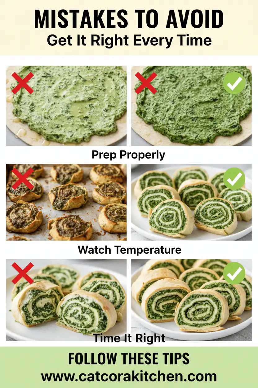 Green spinach dip pinwheels common mistakes