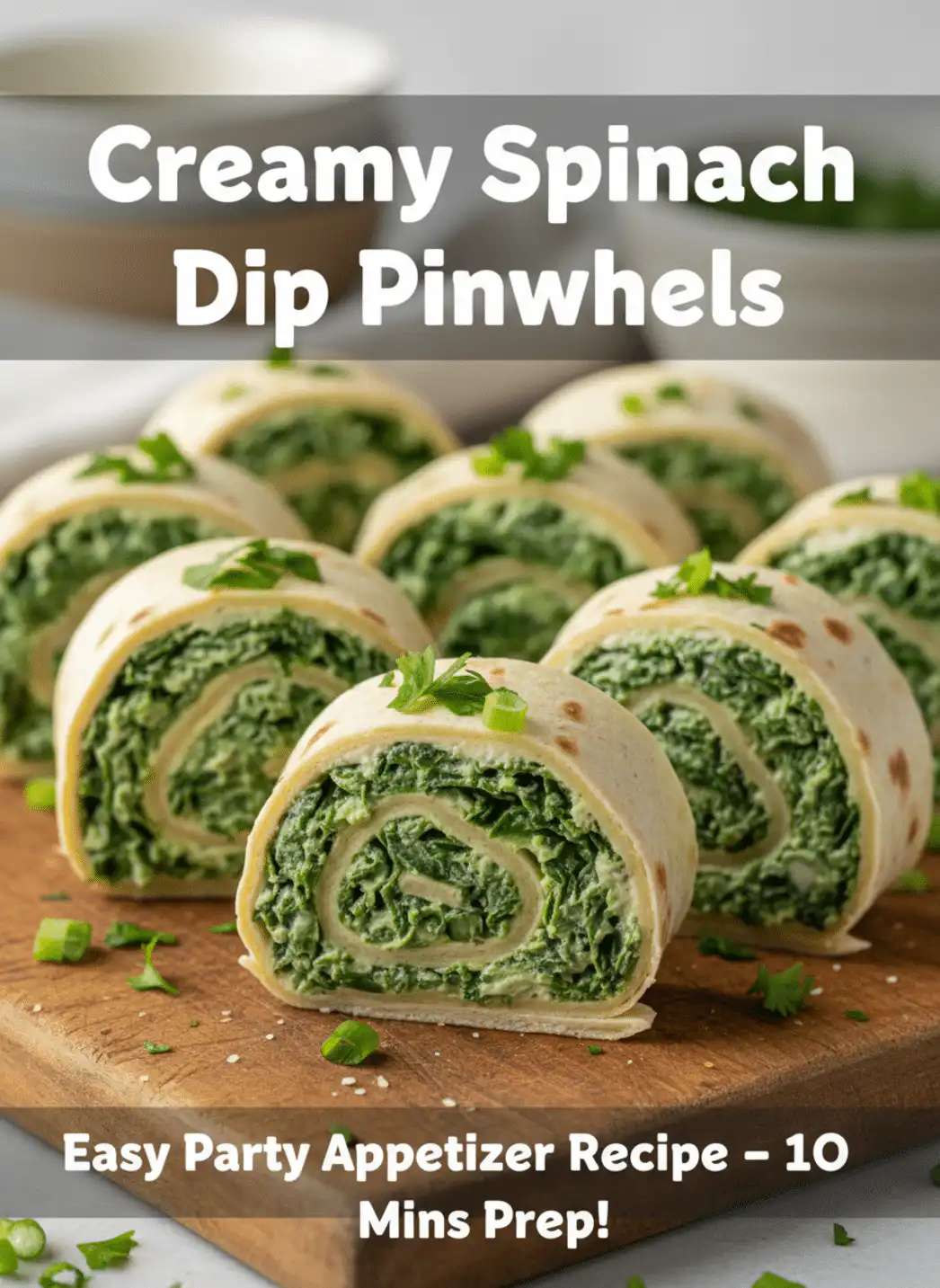 Green Spinach Dip Pinwheels for St. Patrick's Day