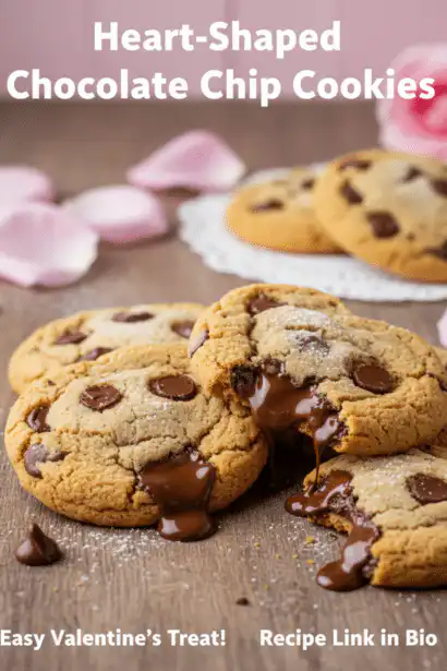 heart shaped chocolate chip cookies