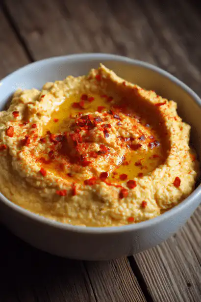 homemade hummus with roasted red pepper