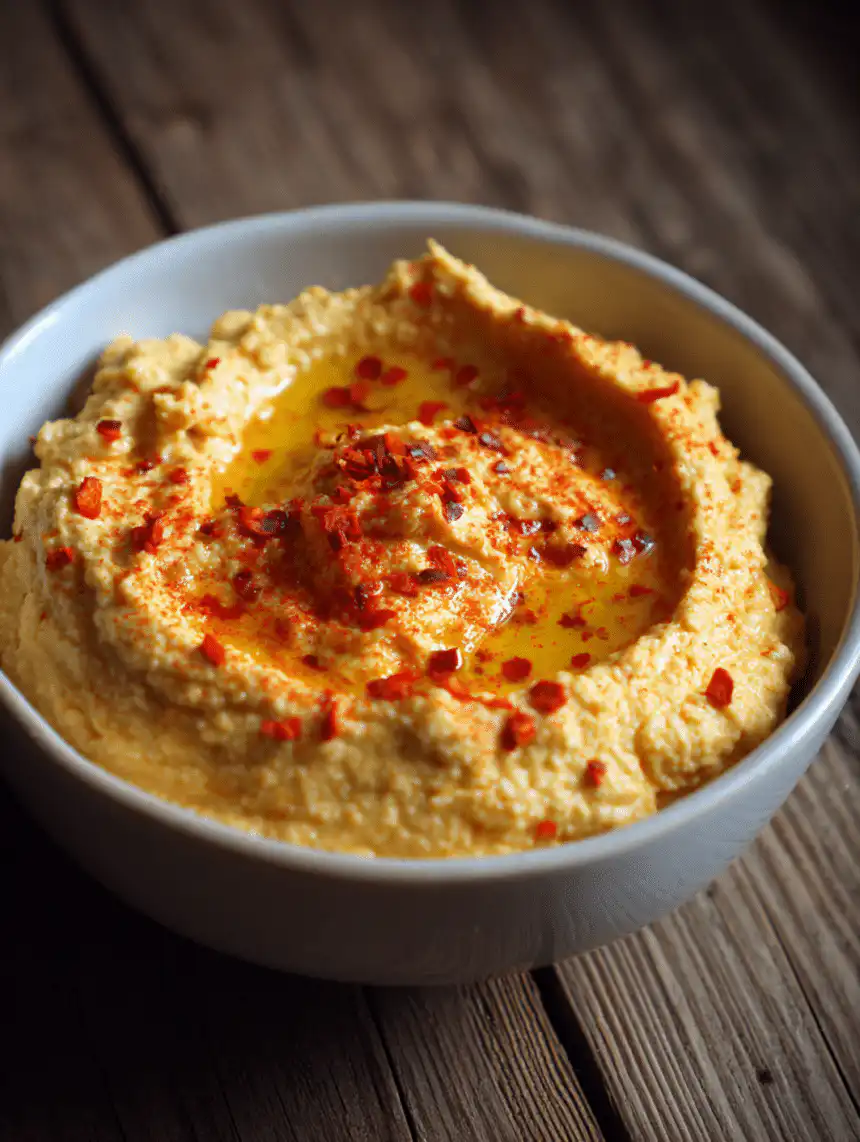 homemade hummus with roasted red pepper