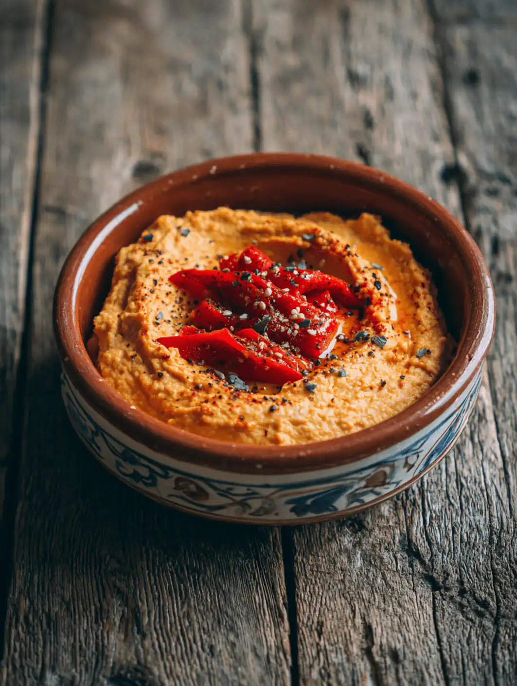 homemade hummus with roasted red pepper