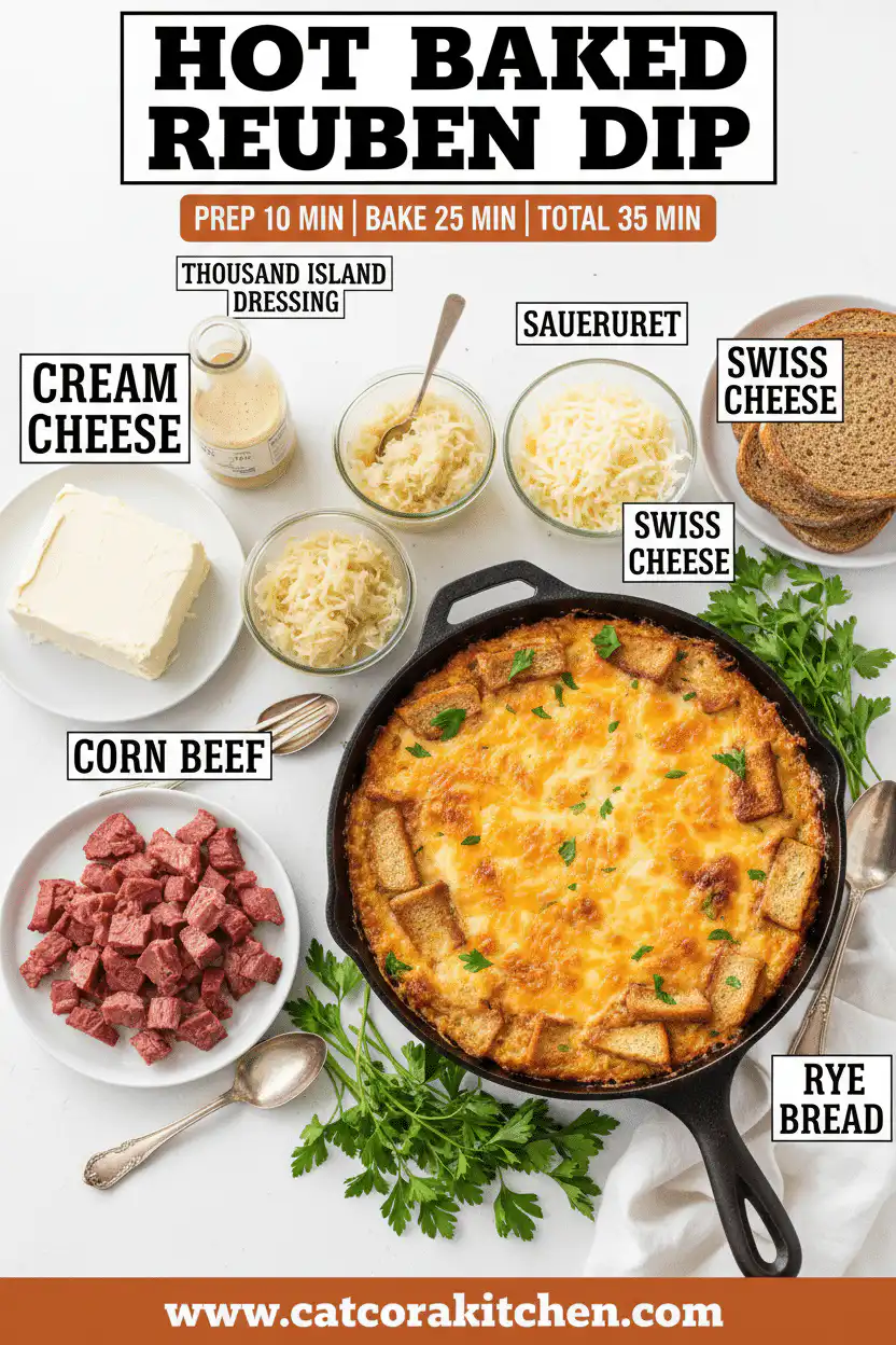Hot baked Reuben dip ingredients