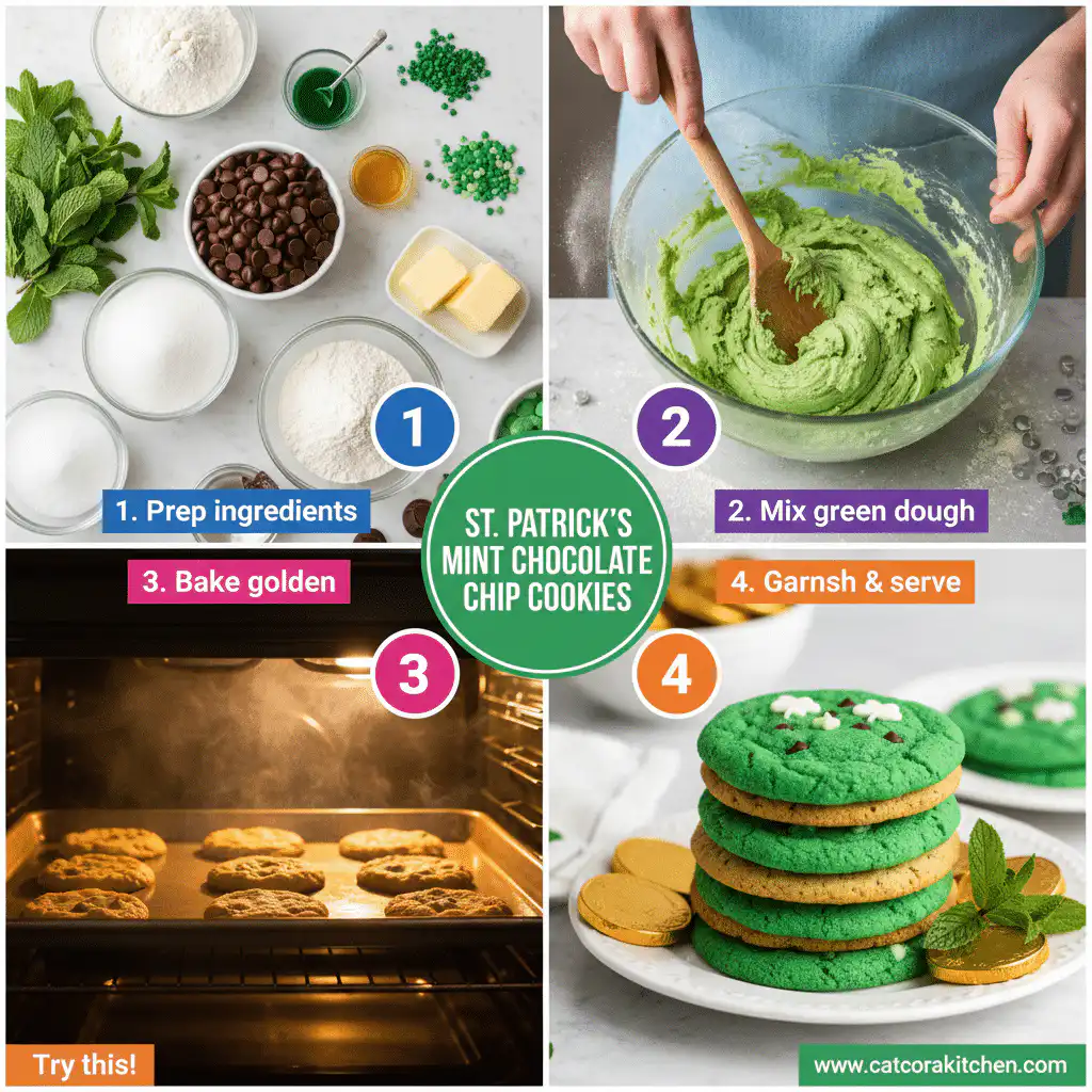 card recipe ingredients and instructions mint chocolate chip cookies St Patrick's Day
