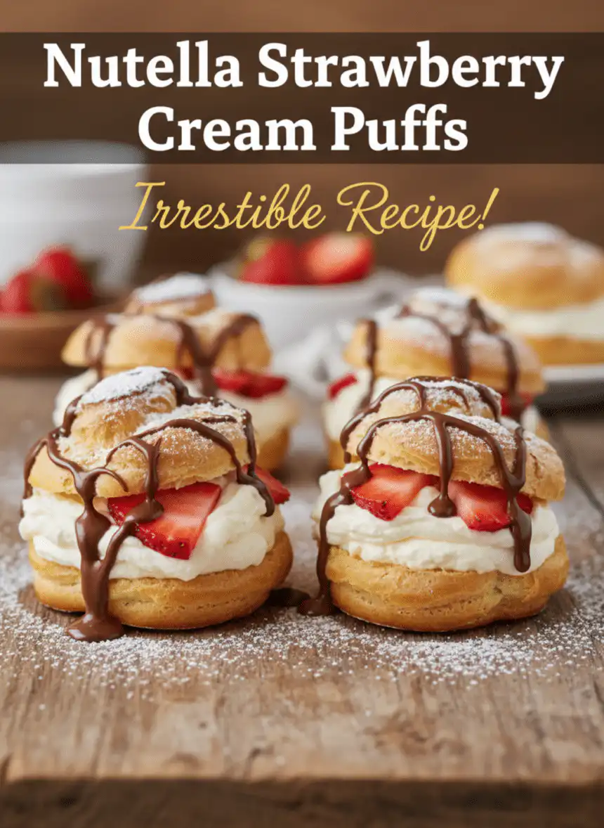 nutella strawberries cream puffs