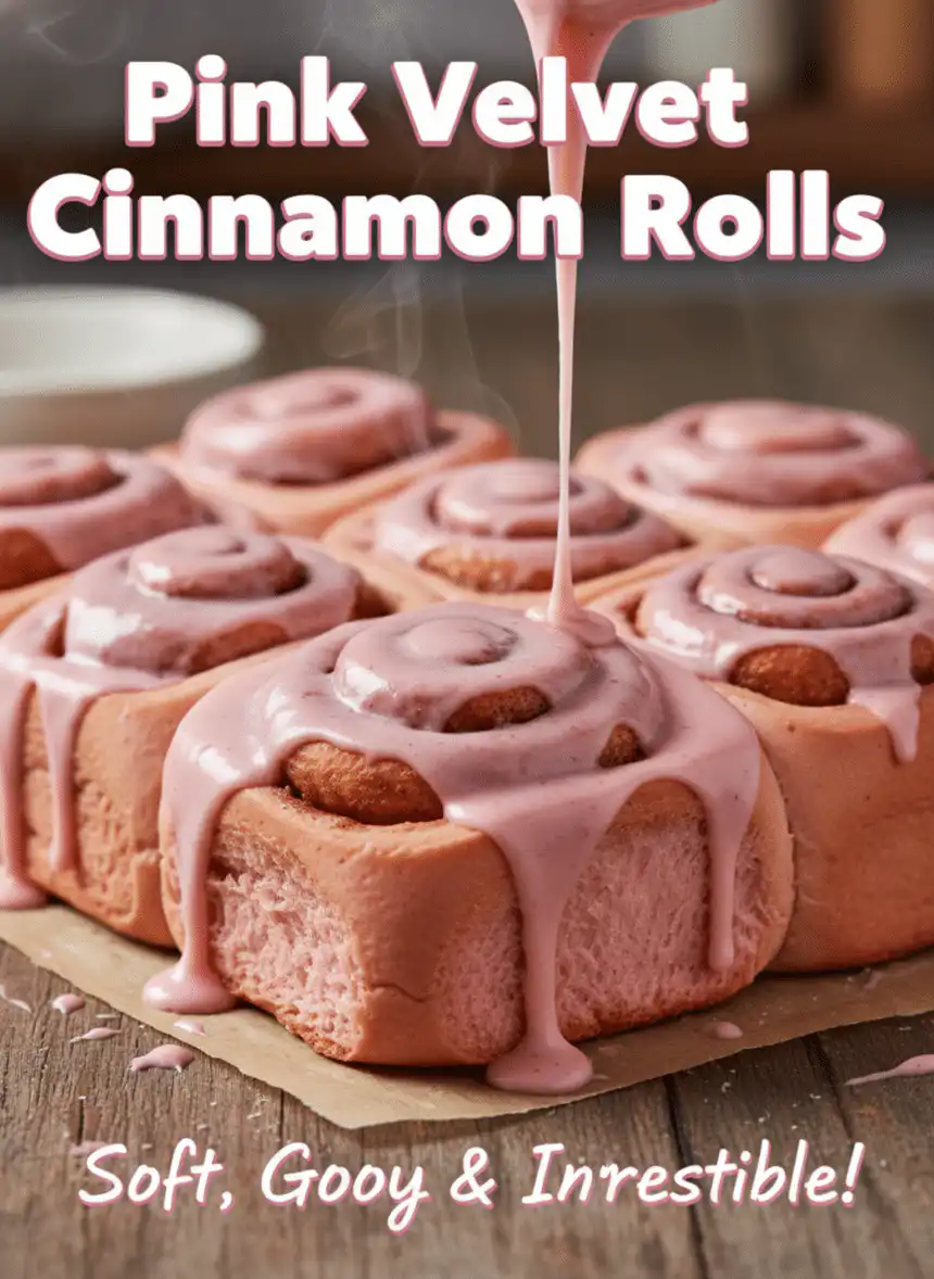 pink velvet cinnamon rolls