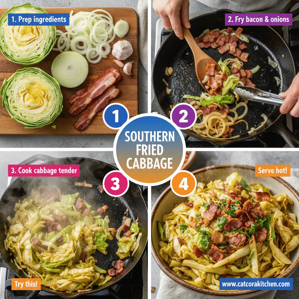 card recipe ingredients and instructions southern fried cabbage
