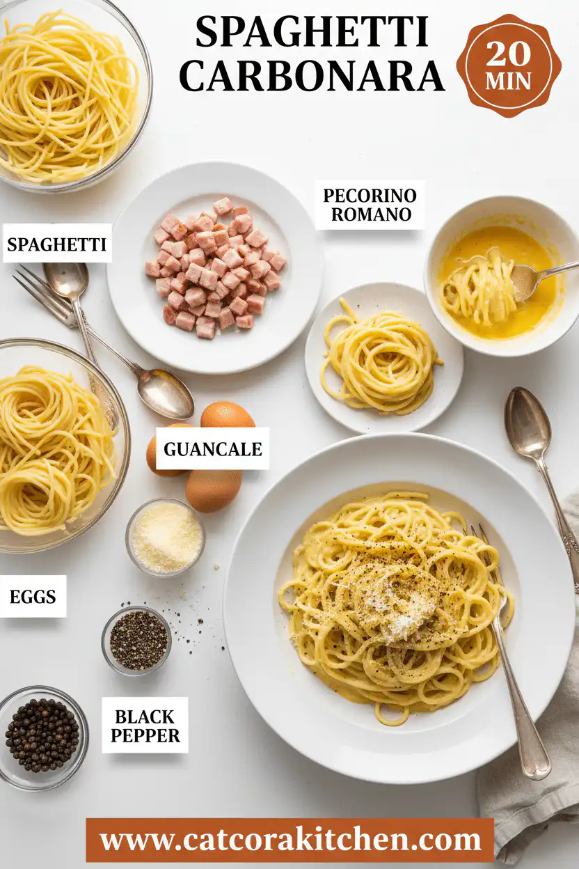 Spaghetti carbonara ingredients