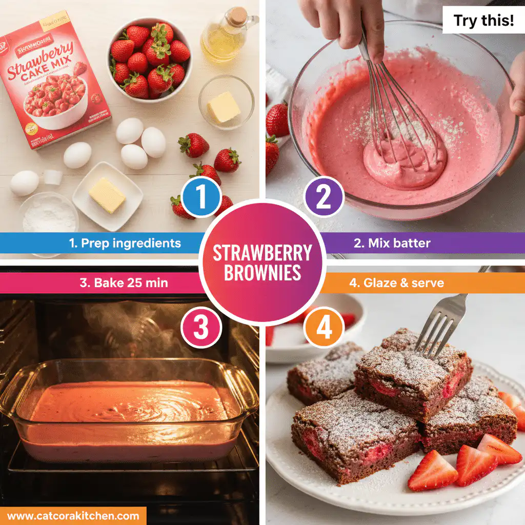 card recipe ingredients and instructions strawberry brownies