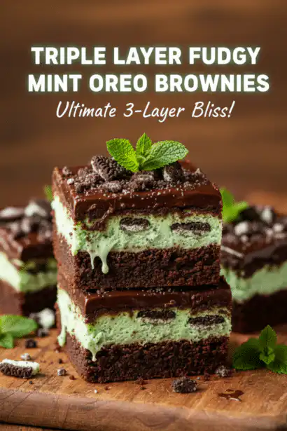 triple layer fudgy mint Oreo brownies
