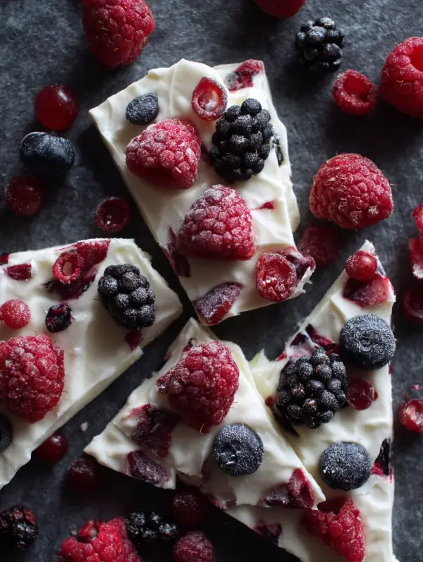 card recipe ingredients and instructions Greek yogurt bark with berries