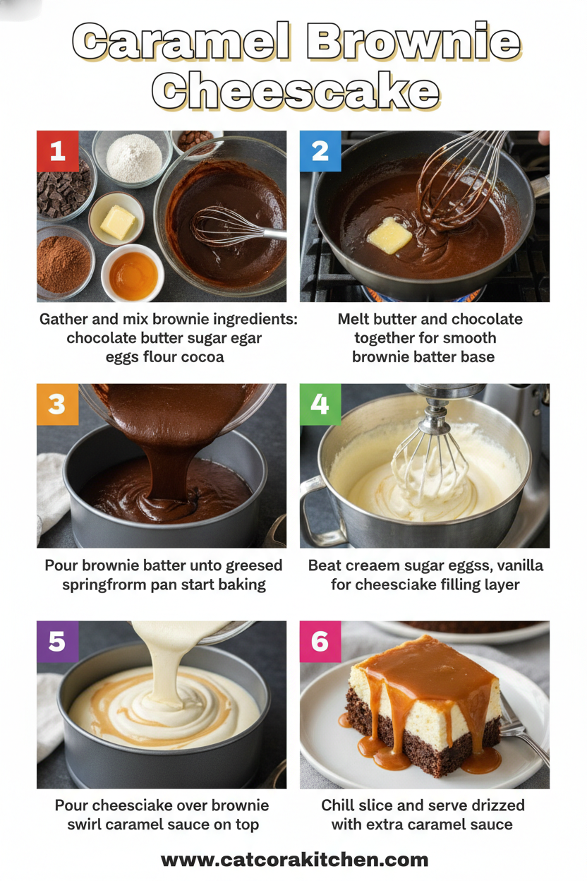 Caramel brownie cheesecake How to Make