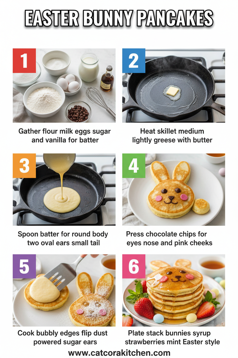 Easter bunny pancakes How to Make