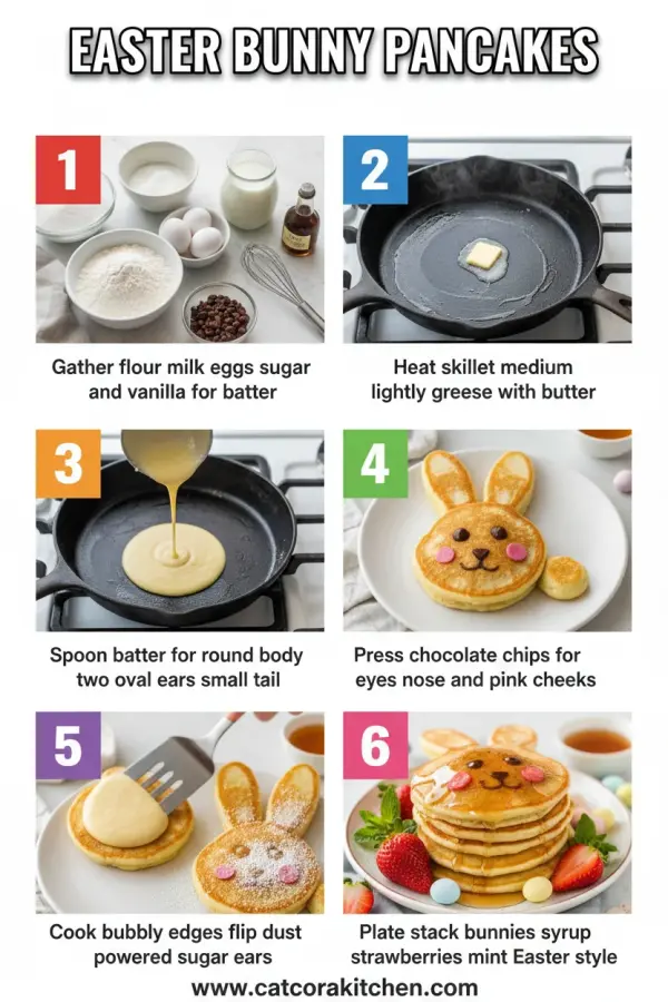 Easter bunny pancakes How to Make