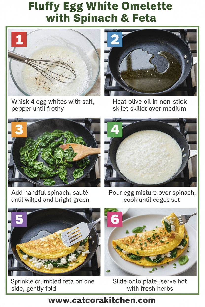 Egg white omelette with spinach and feta How to Make 