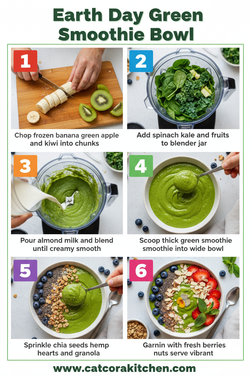 Green smoothie bowl for earth day How to Make