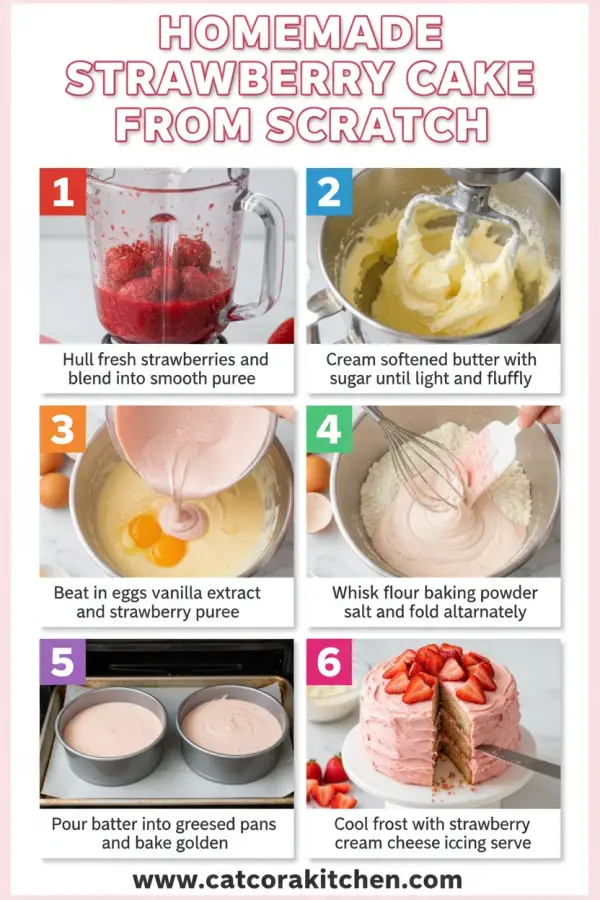 Homemade strawberry cake from scratch How to Make