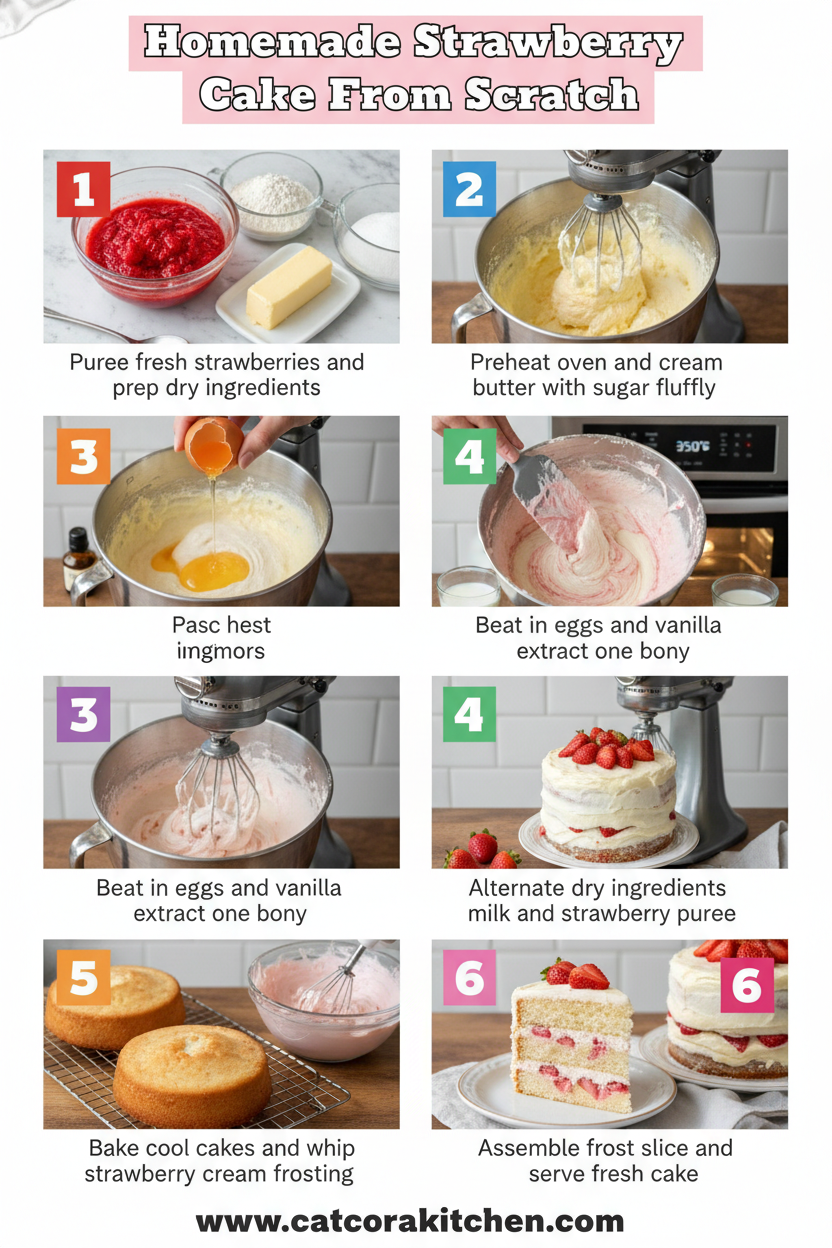 Homemade strawberry cake from scratch How to Make