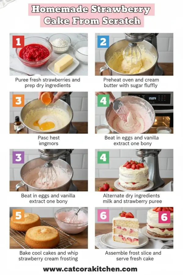 Homemade strawberry cake from scratch How to Make